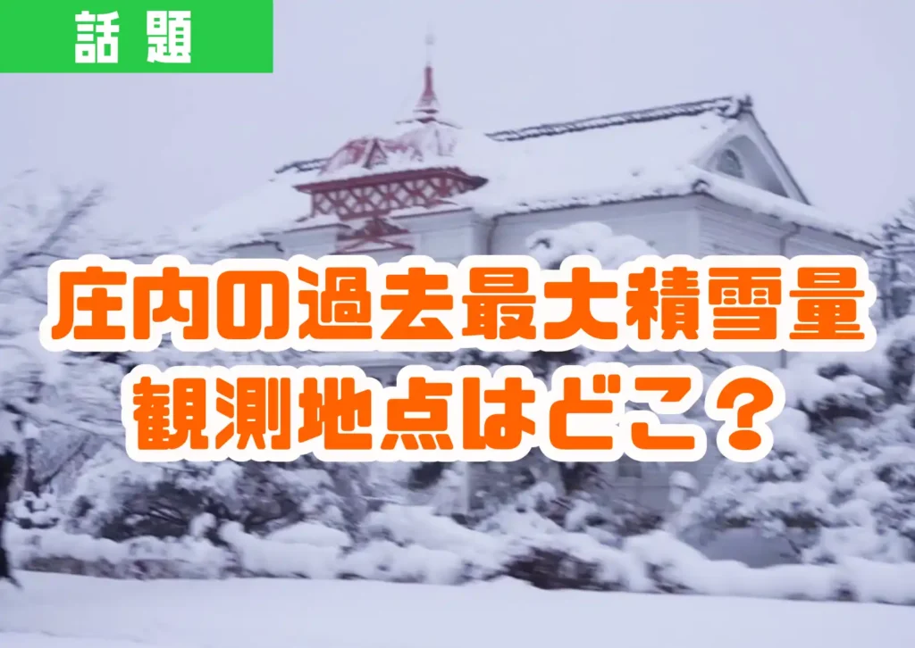 鶴岡市大宝館に雪が積もっている様子