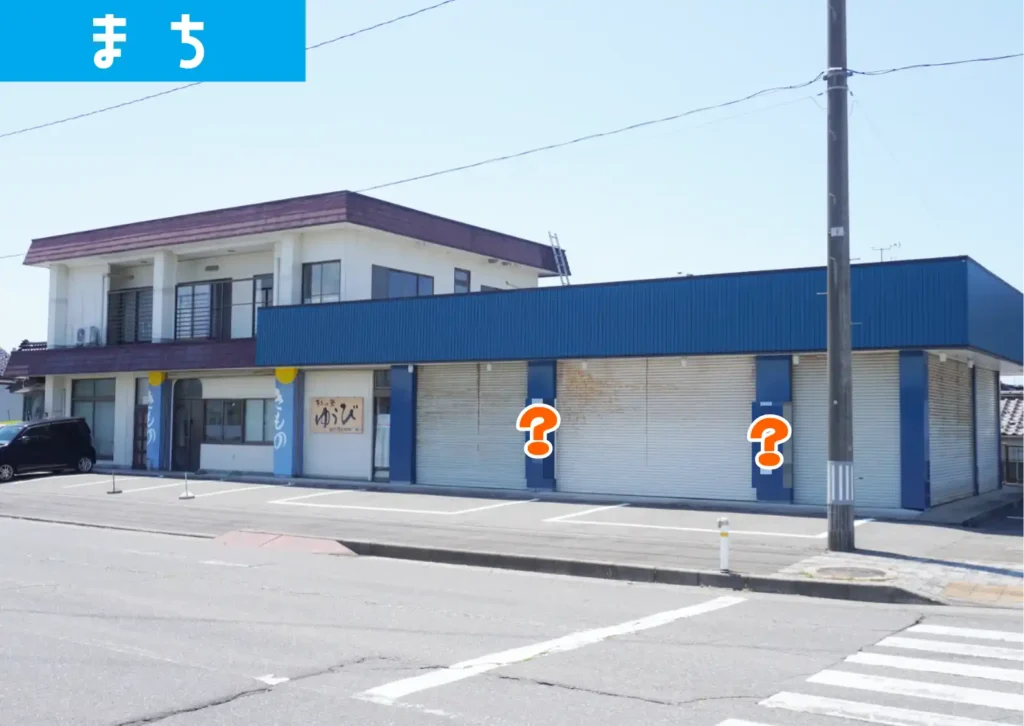 酒田市旭新町の振袖館いけのやの建物の隣に新店ができている様子。