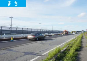 酒田市広野の国道7号線の工事